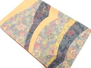 未使用品　シルクウール　切りばめ　花更紗模様　袋帯